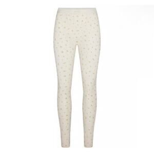 SKIMS Cotton Ribbed Leggings - Cream Marigold Rosebud - S
